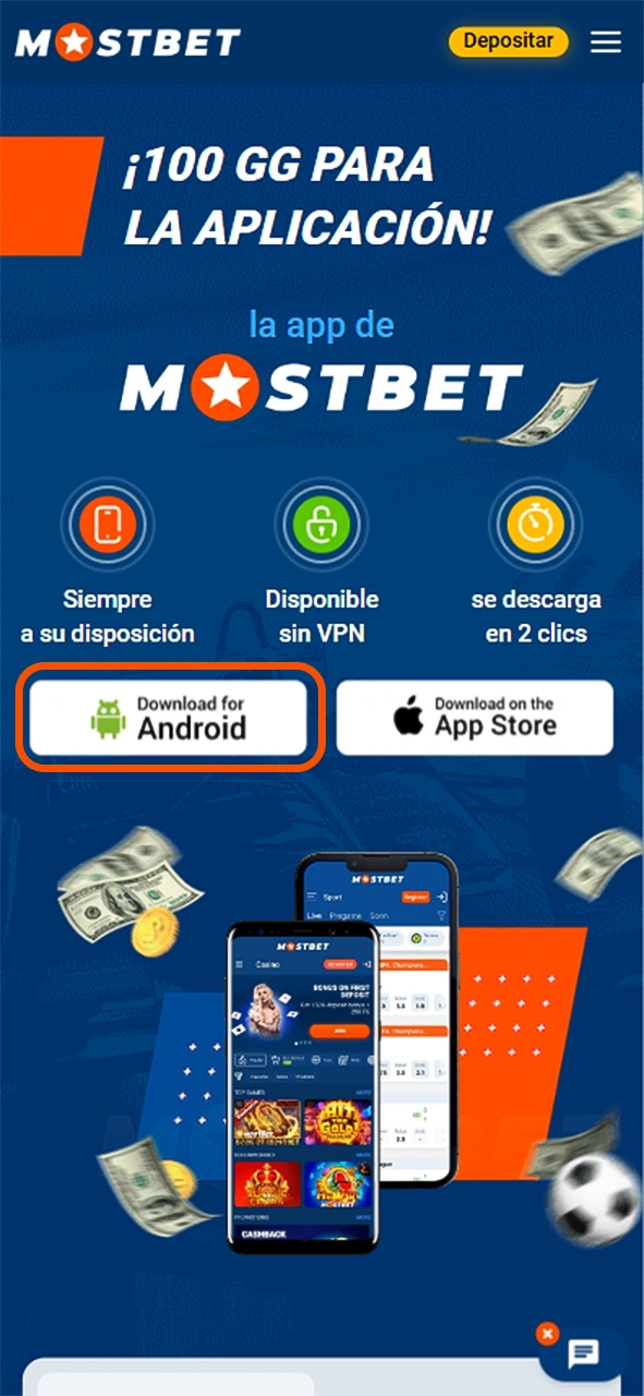 Descarga la aplicación Mostbet para Android para completar el proceso.