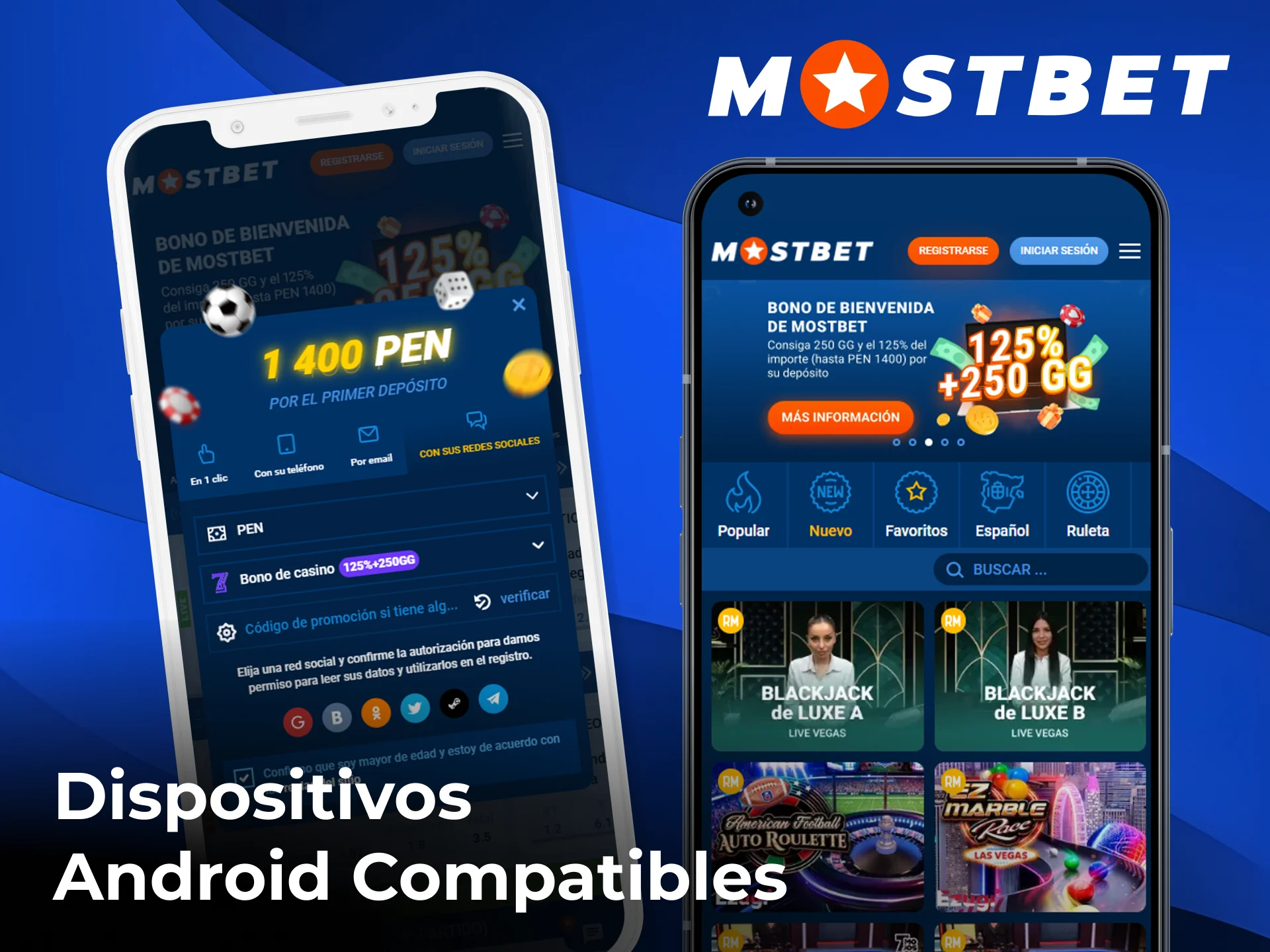 Teléfonos Android para instalar la aplicación Mostbet.