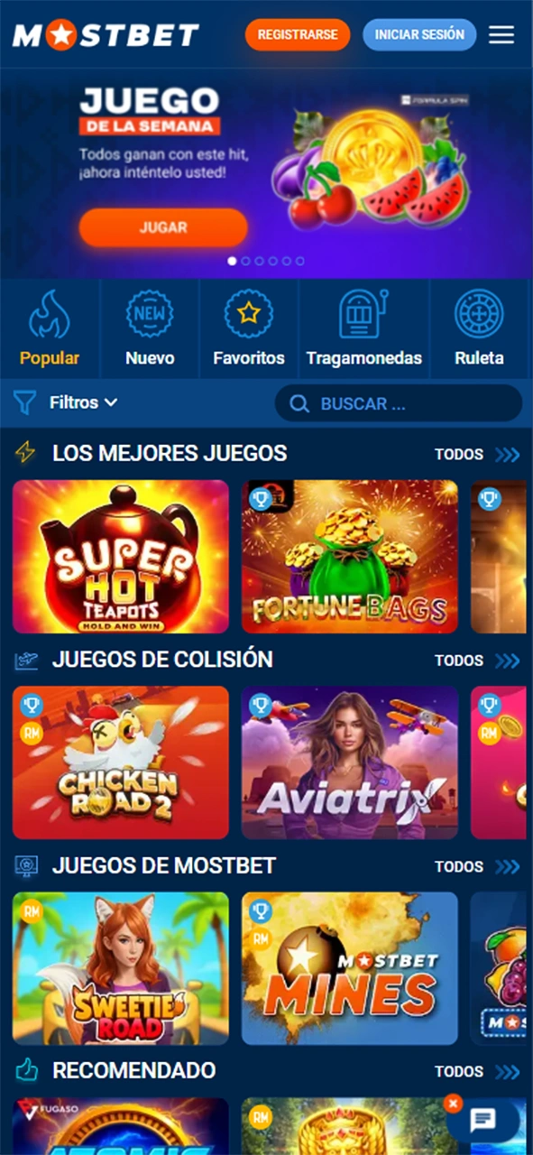 Disfruta de los juegos de casino en la aplicación móvil de Mostbet.