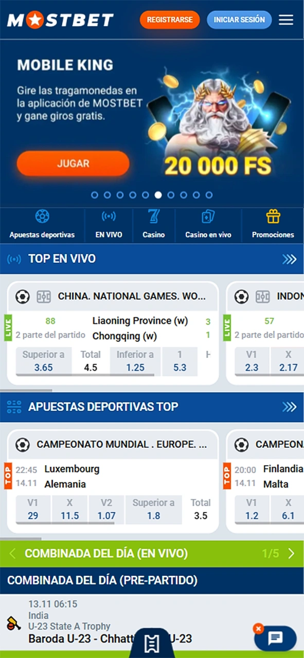 Visite el sitio web oficial de Mostbet.