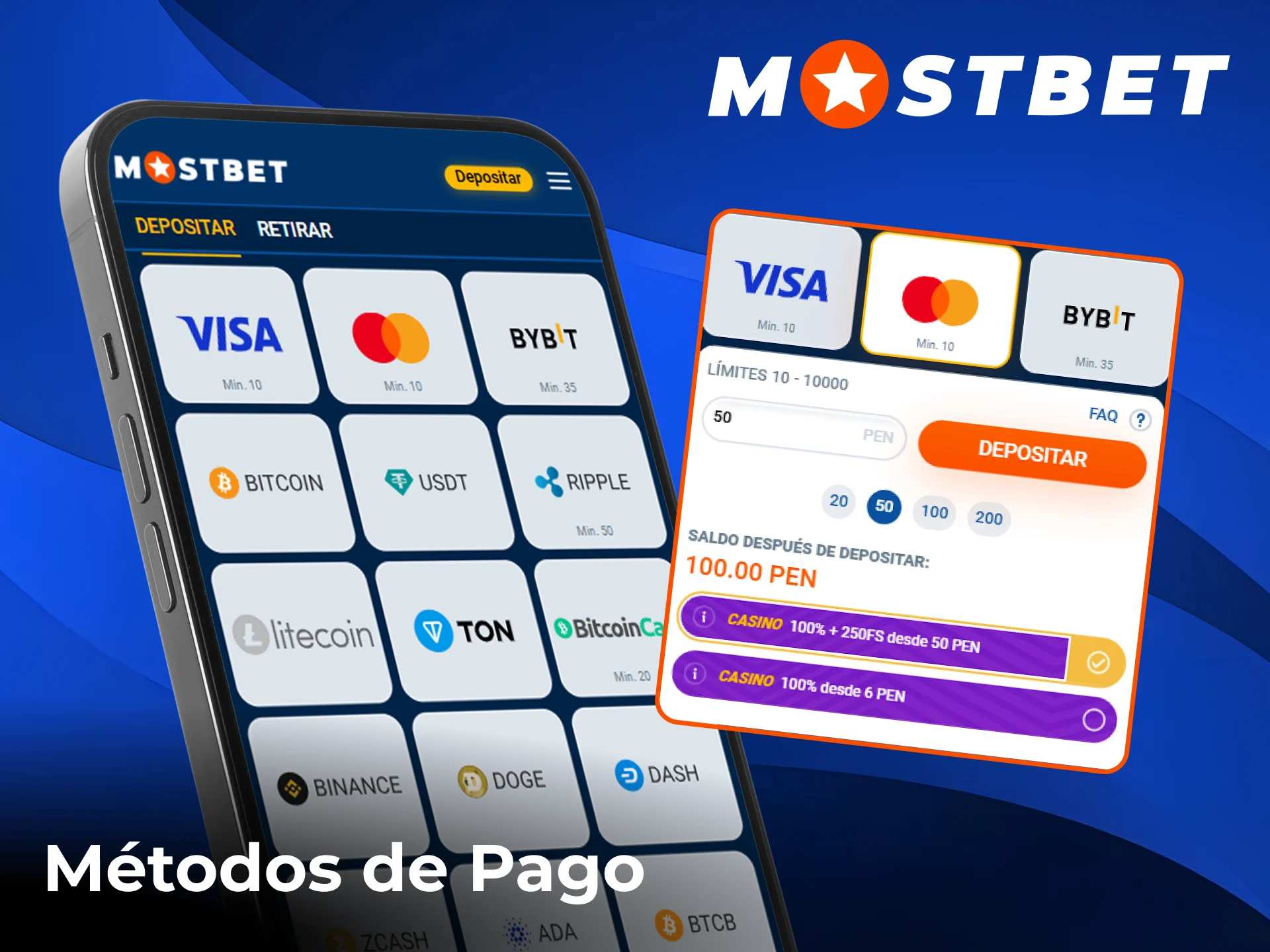 Los mejores métodos de depósito en la app de Mostbet.