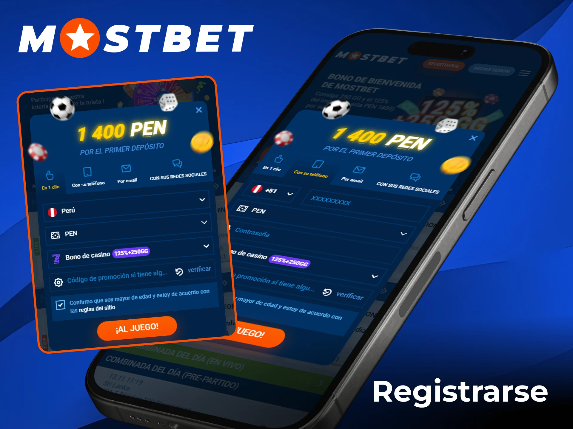 Completa un registro rápido a través de la app de Mostbet.