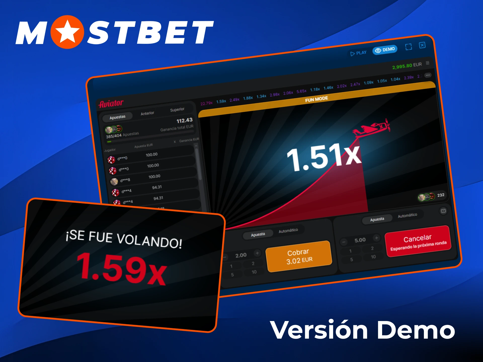 Prueba a jugar a la versión de prueba de Mostbet Aviator.