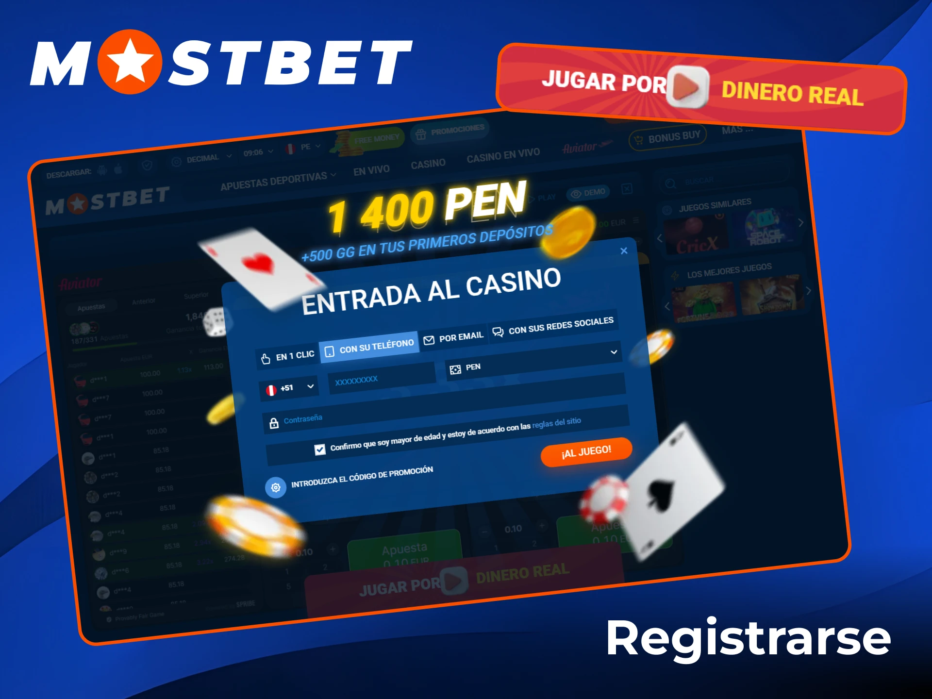 Regístrate en Mostbet y empieza a jugar a Aviator.