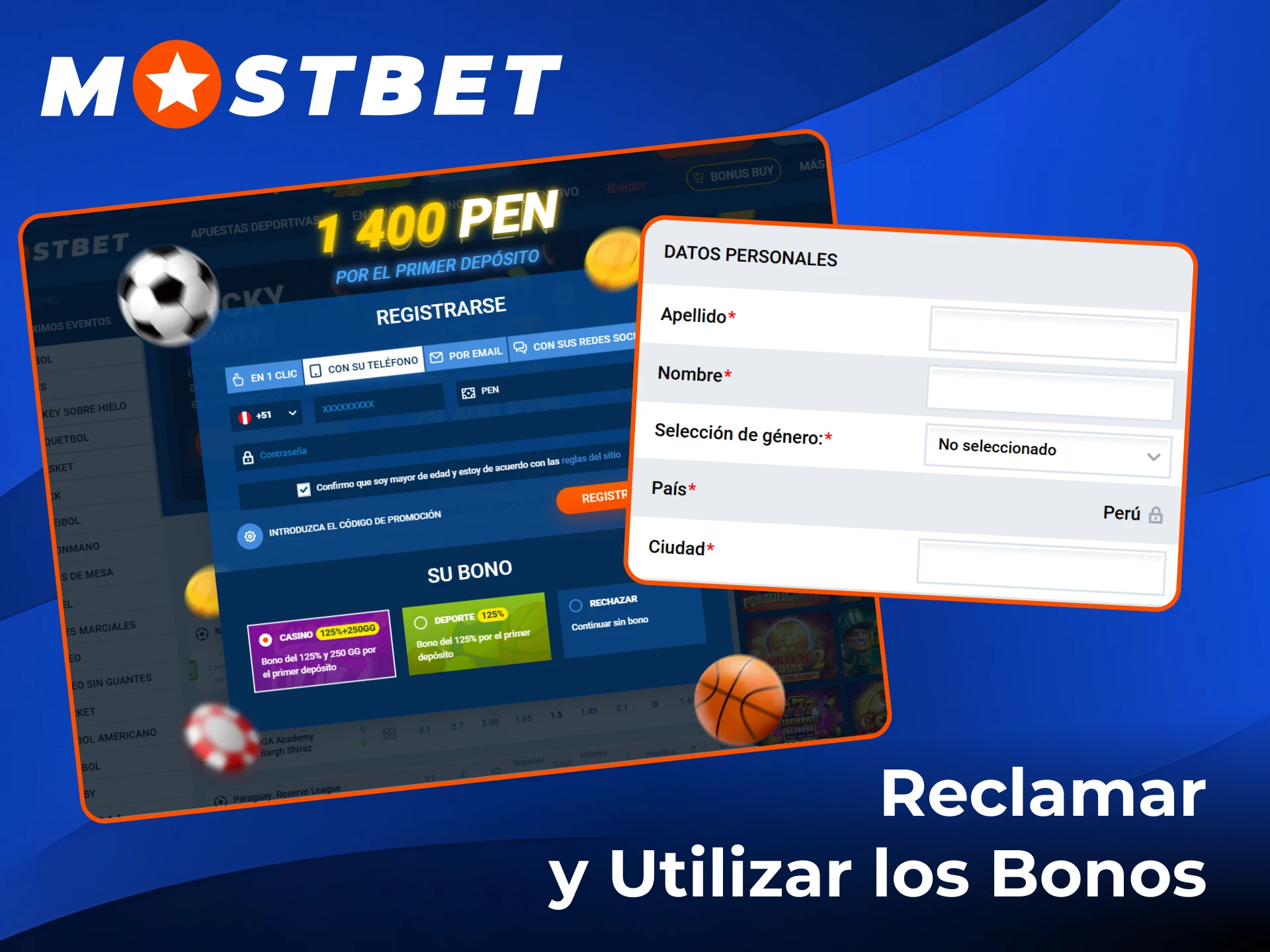 Regístrate y realiza un depósito para empezar a utilizar los bonos de Mostbet.