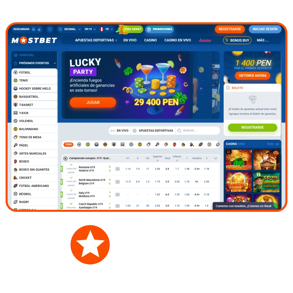 Juega y gana en el casino online Mostbet Perú.