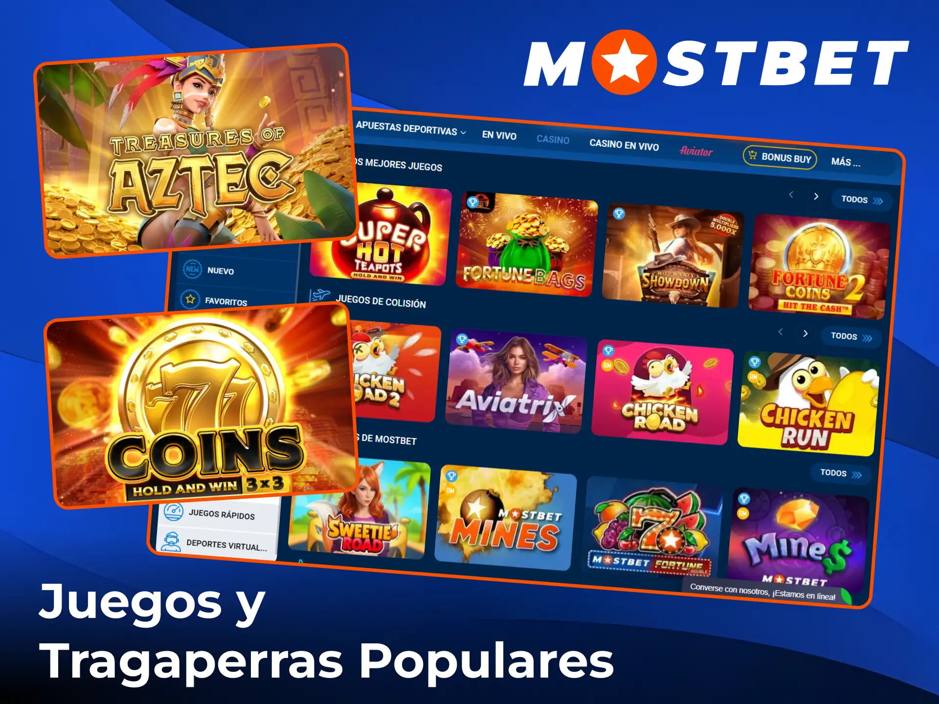Gran variedad de juegos de casino en Mostbet.