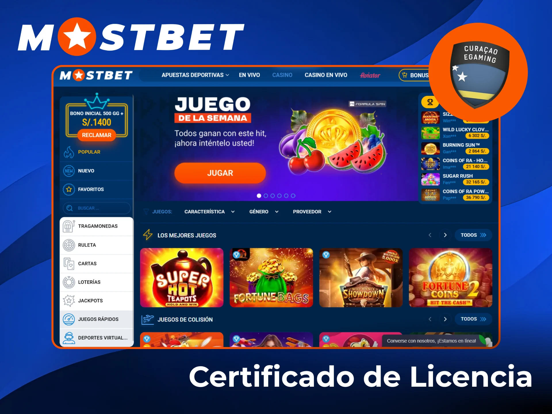 Es legal jugar en el casino Mostbet en Perú.