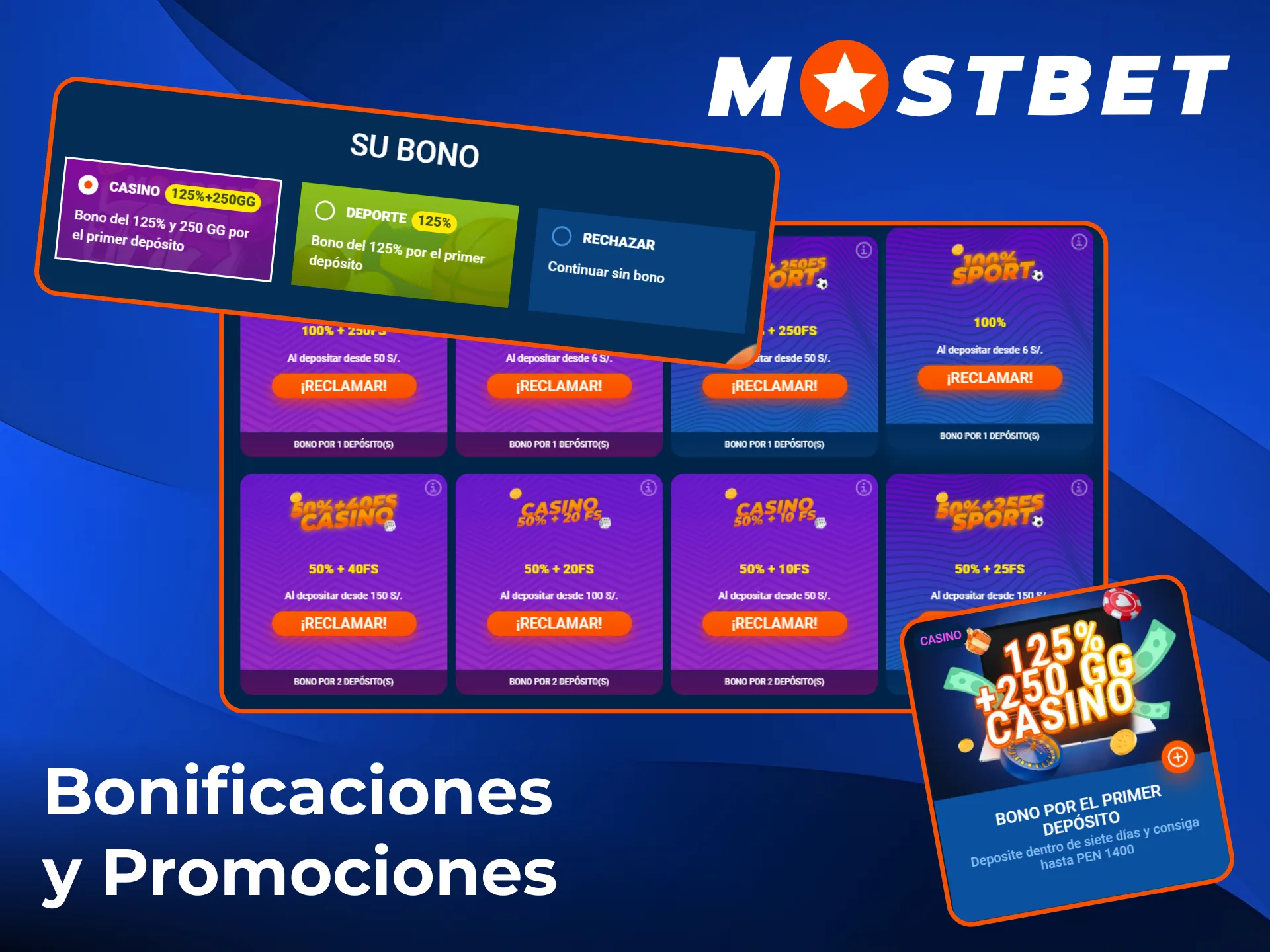 Bonificaciones favorables para el primer registro en Mostbet.