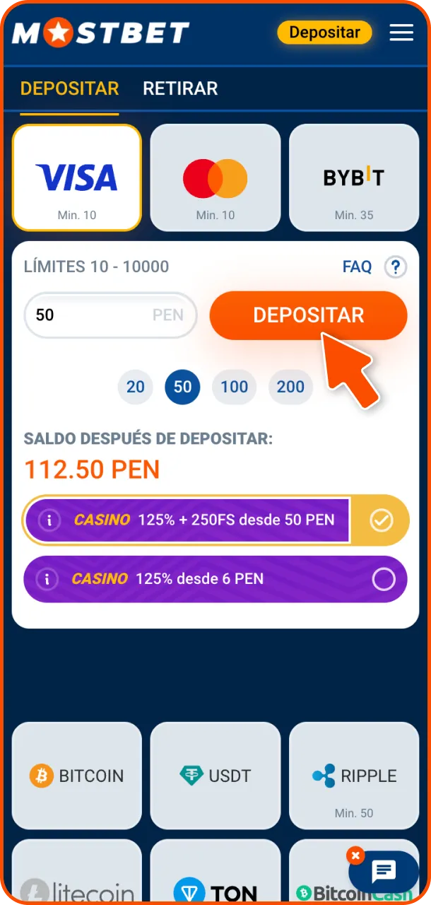 Realice un depósito ahora y realice una apuesta ganadora en Mostbet.