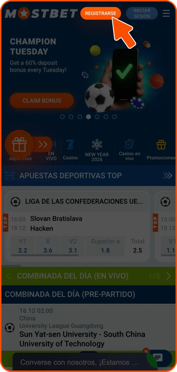 Regístrate en Mostbet y prueba suerte.