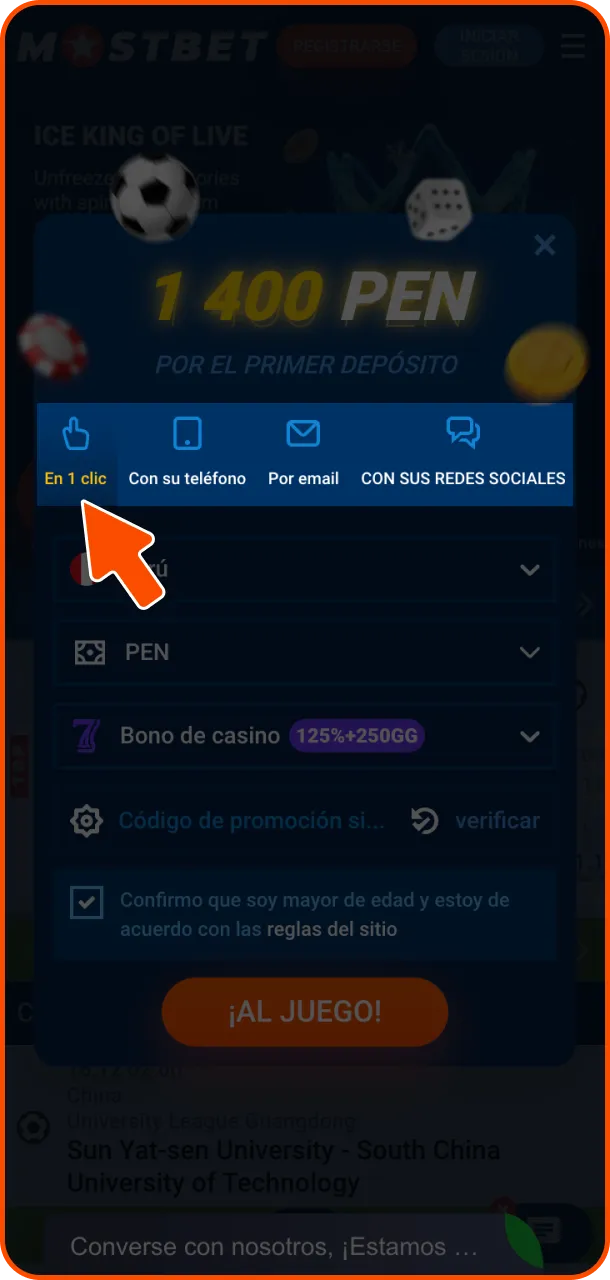 Elija cualquier método de registro en Mostbet y comience a ganar ahora.