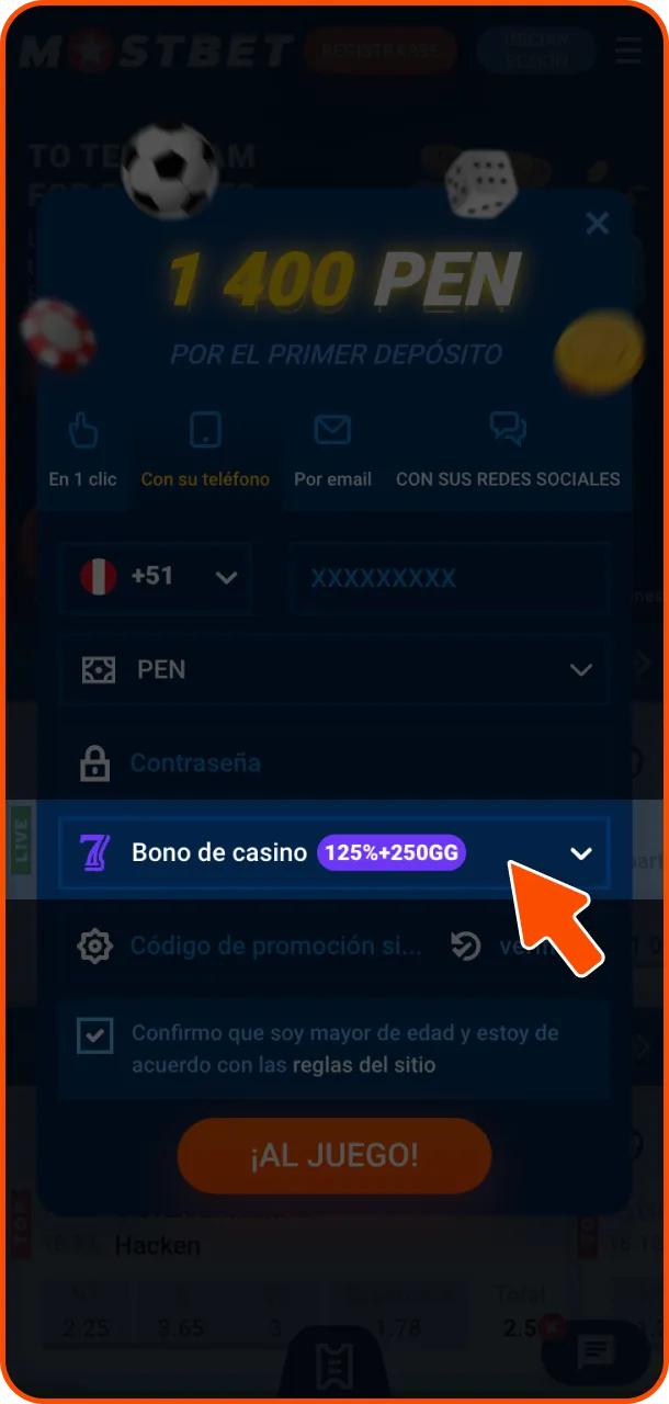 Regístrate y reclama tu bono en Mostbet.