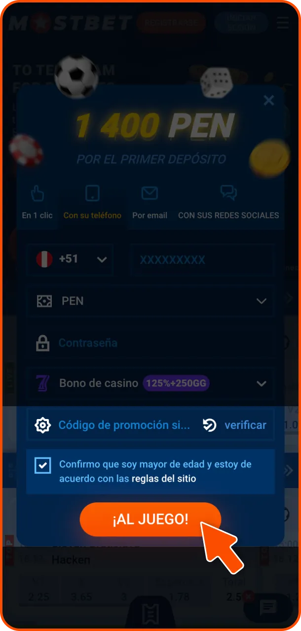 Regístrate ahora para ganar en Mostbet.