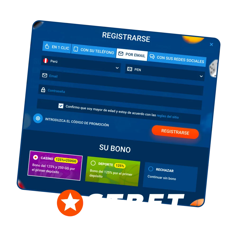 Regístrese en Mostbet y deposite fondos en su cuenta para jugar.