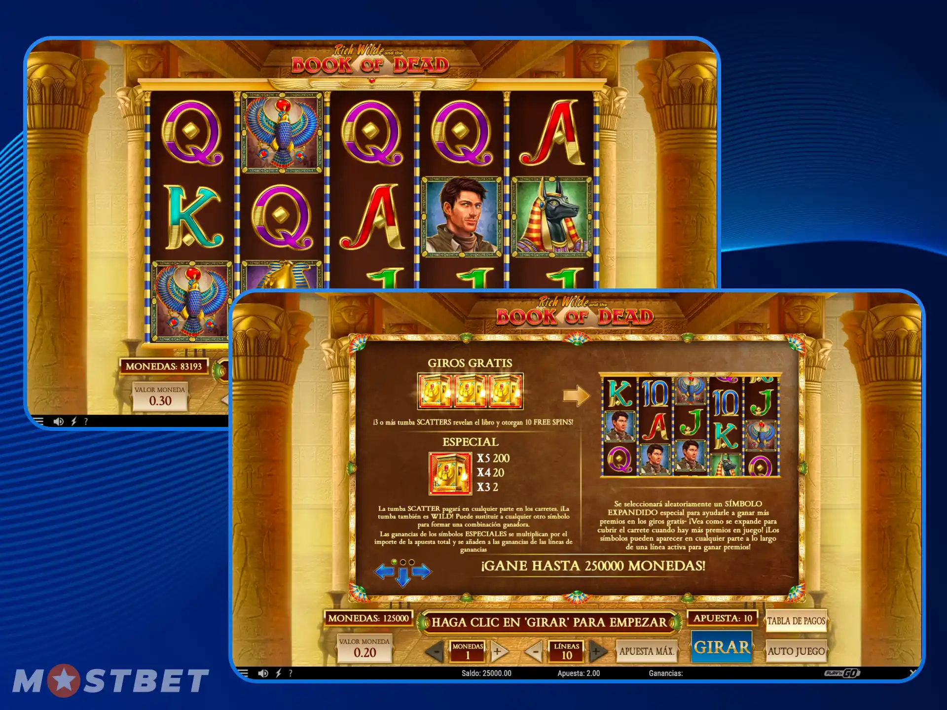 El jugador debe familiarizarse con las reglas del juego Libro de los Muertos en el casino en línea Mostbet.