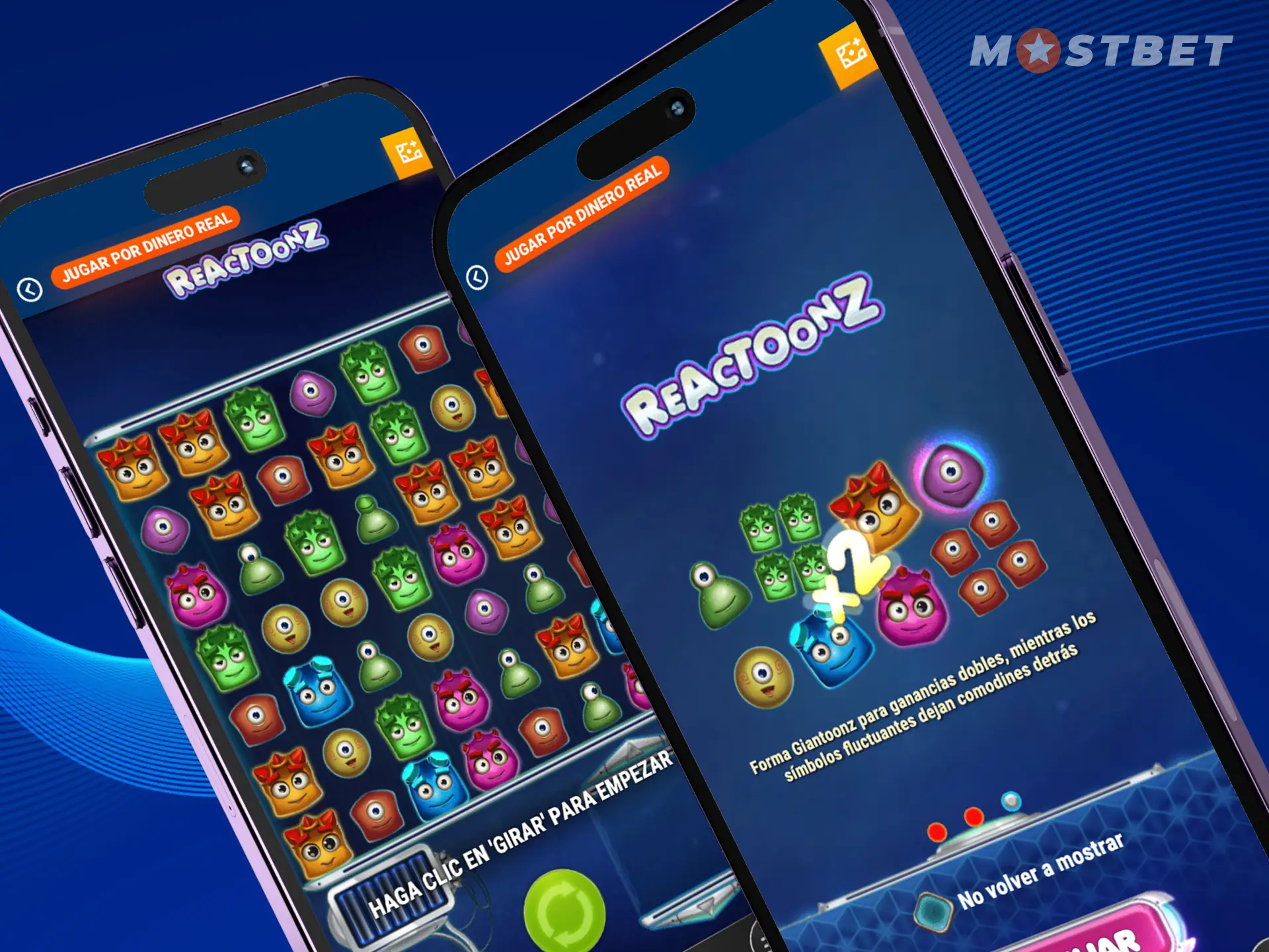Reactoonz está disponible en dispositivos móviles en el casino en línea Mostbet.