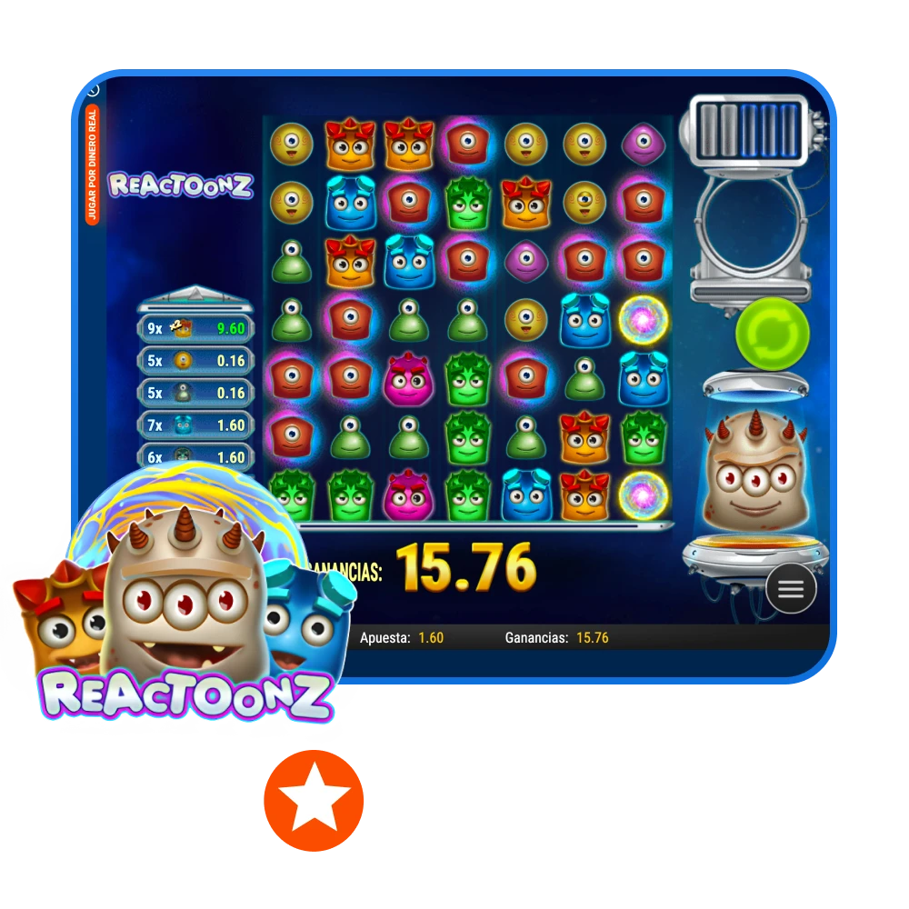 El popular juego Reactoonz está disponible en el casino en línea Mostbet.