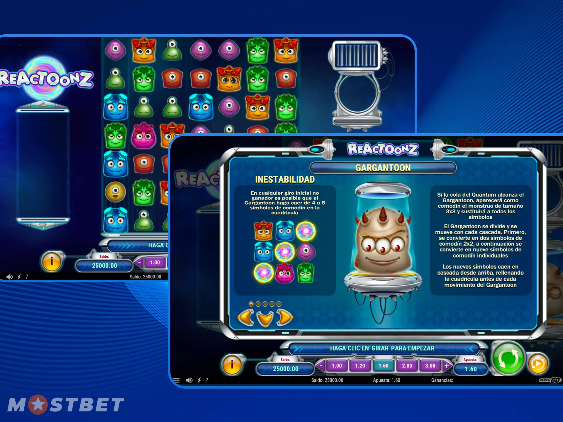 El juego Reactoonz en el casino en línea Mostbet tiene reglas simples.